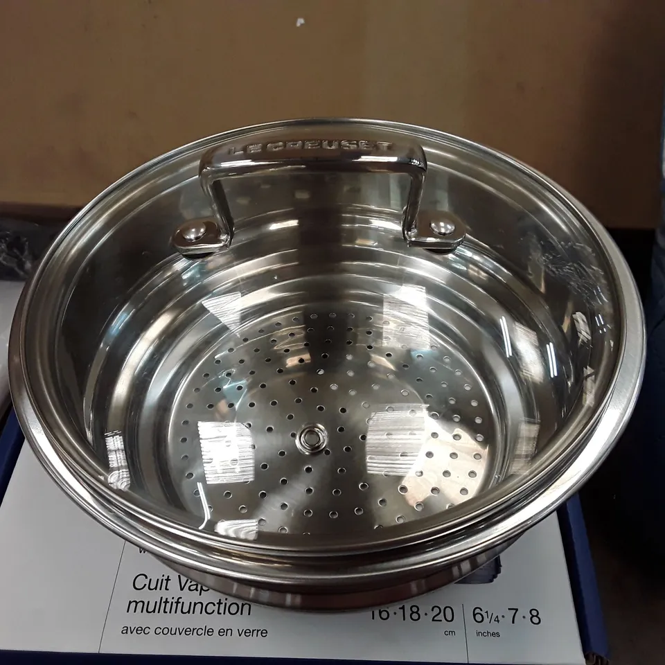 LE CRUESET 3-PLY STAINLESS STEEL MULTI STEAMER WITH GLASS LID