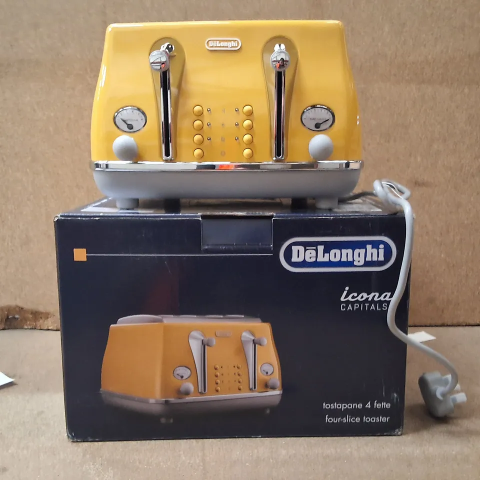 BOXED DELONGHI ICONA CAPITALS 4-SLICE TOASTER CTOC4003.Y (YELLOW)