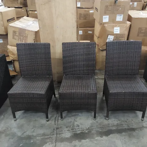 3 X BROWN RATTAN GARDEN/PATIO DINING CHAIRS