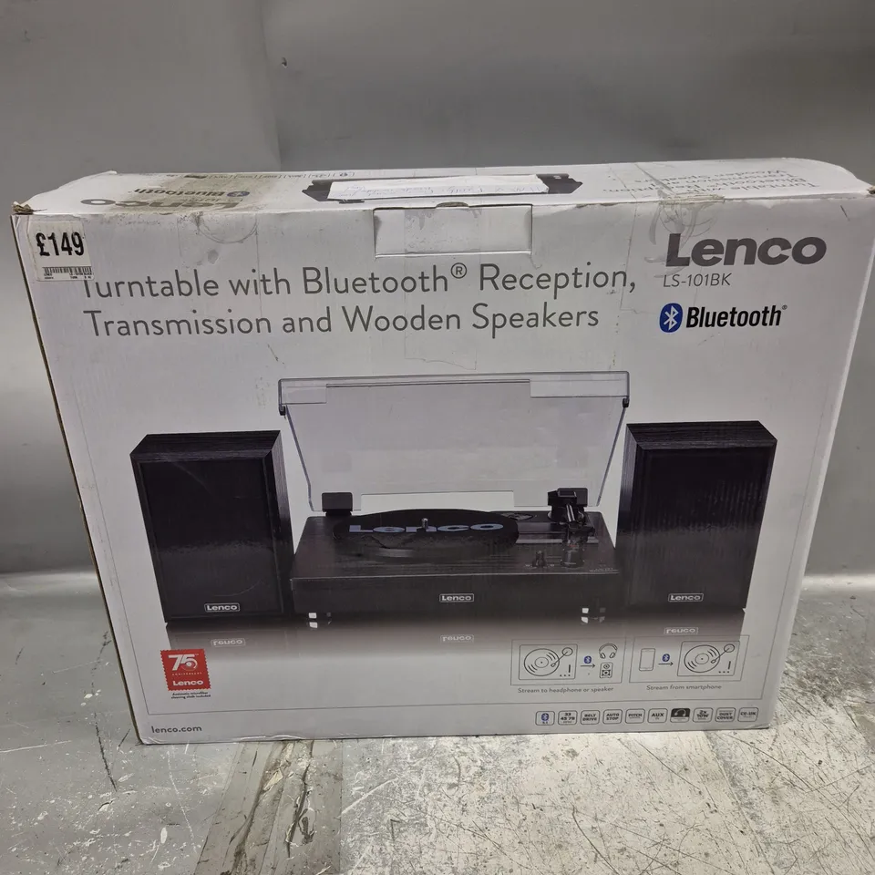 BOXED LENCO BLUETOOTH TURNTABLE WITH SPEAKERS LS-101BK