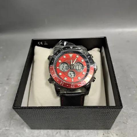 GLOBENFELD MIRAGE RED DIAL WATCH 