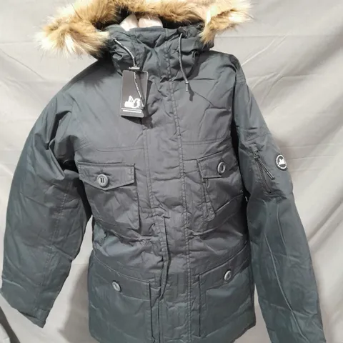 PEACEFUL HOOLIGAN MOSS PARKA COAT IN BLACK - M