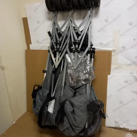 MYBABIIE GREY MELANGE AND LEOPARD DOUBLE STROLLER - COLLECTION ONLY