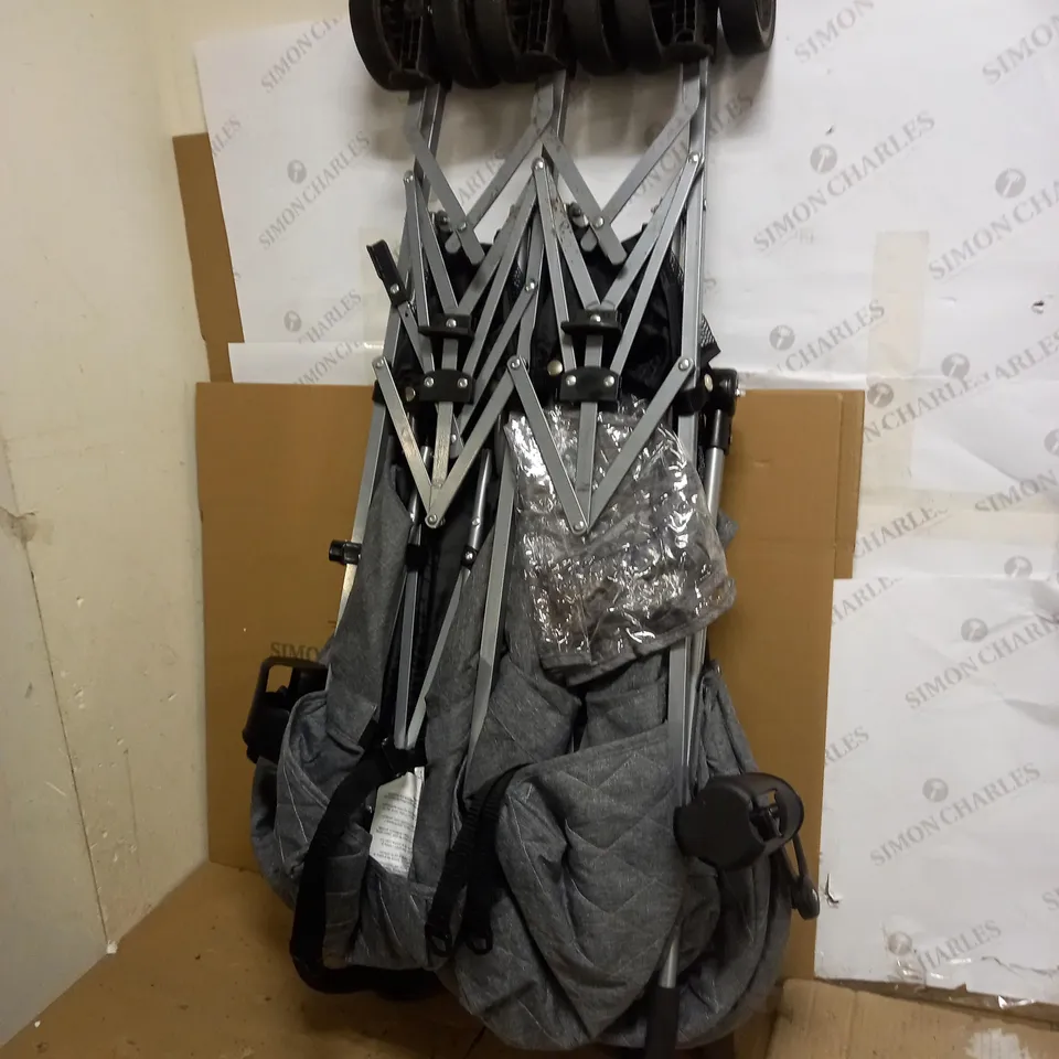 MYBABIIE GREY MELANGE AND LEOPARD DOUBLE STROLLER - COLLECTION ONLY  RRP £149.99