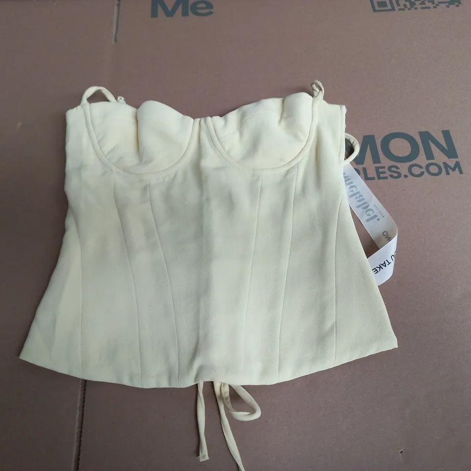 BEIGE BUSTIER/CORSET TOP WITH LACE-UP DETAILING – UK 10