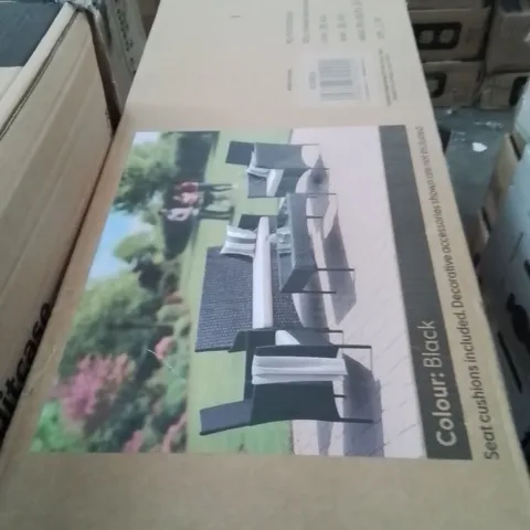 BOXED KEPLIN 4 SEATER SOFA RATTAN SET BLACK