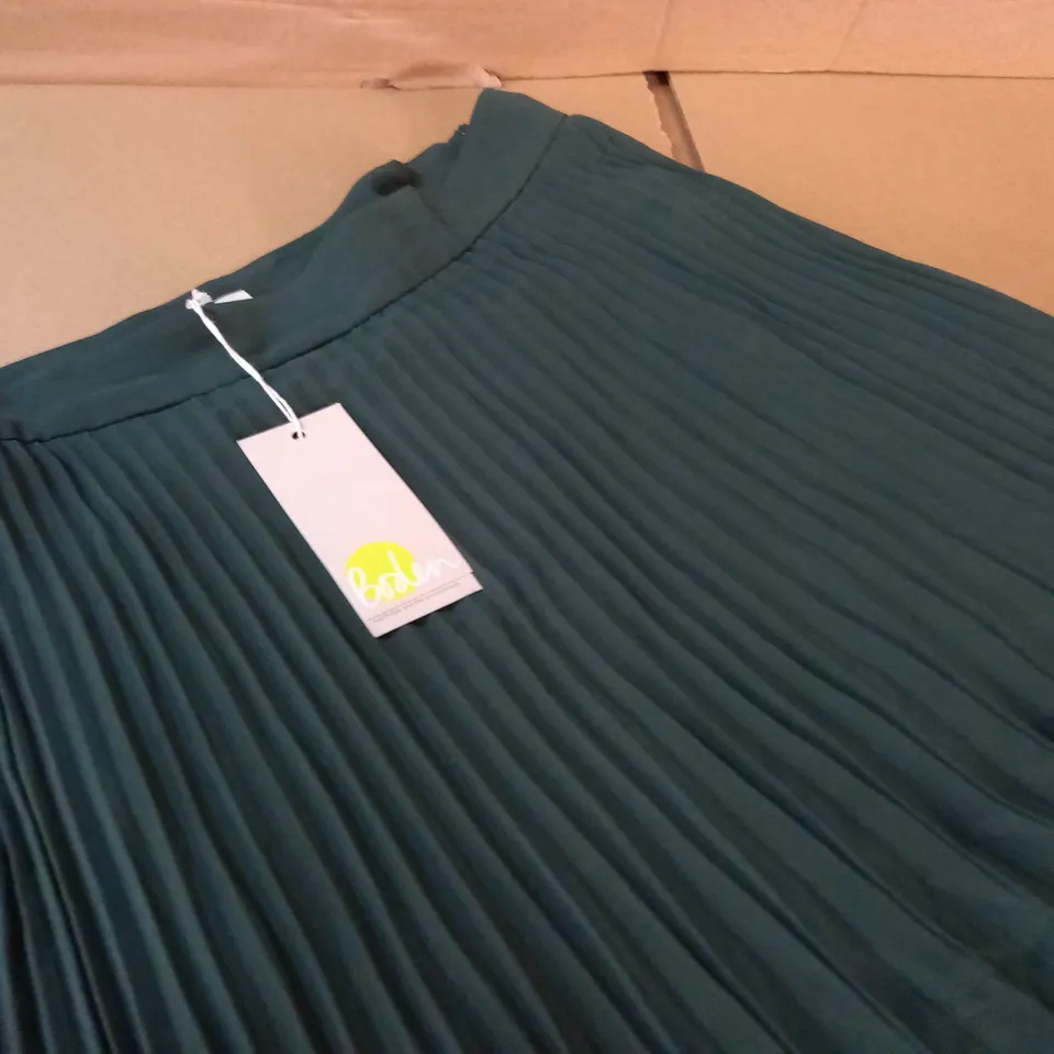 BODEN PLEATED GREEN MAXI SKIRT - UK 10