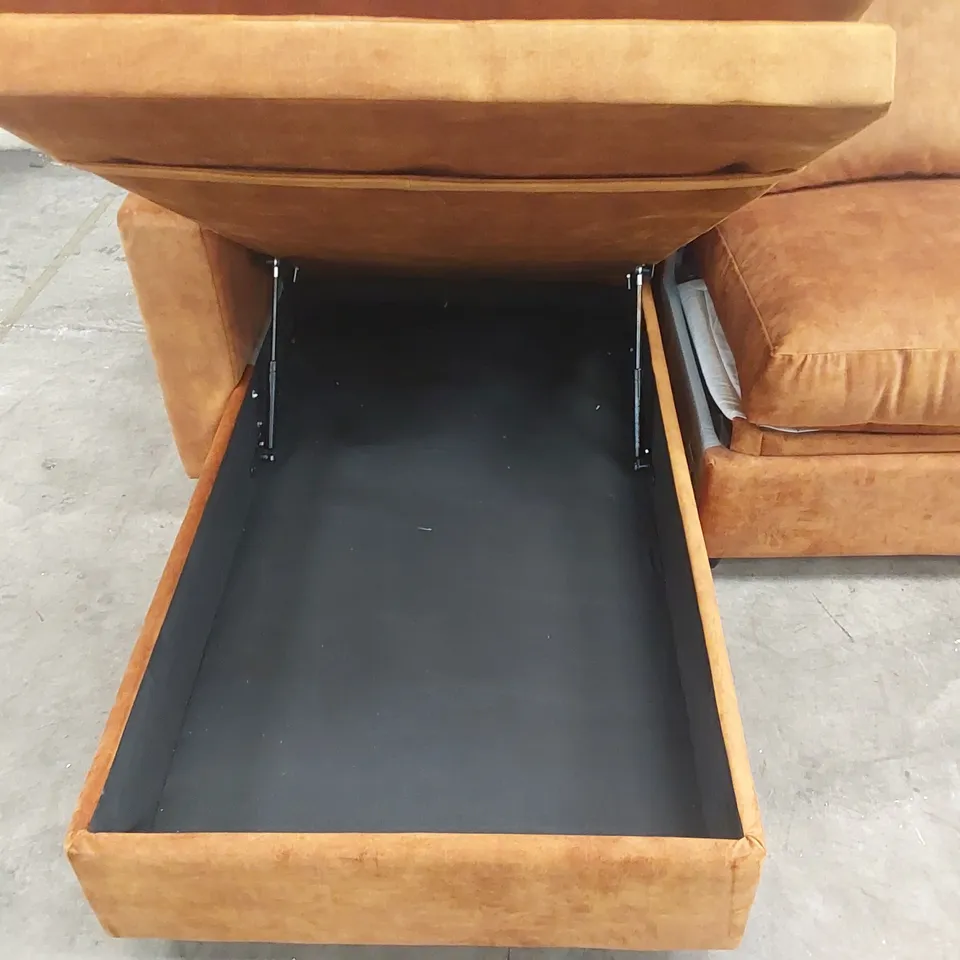 QUALITY DESIGNER VELVET CORNER STORAGE SOFA BED
