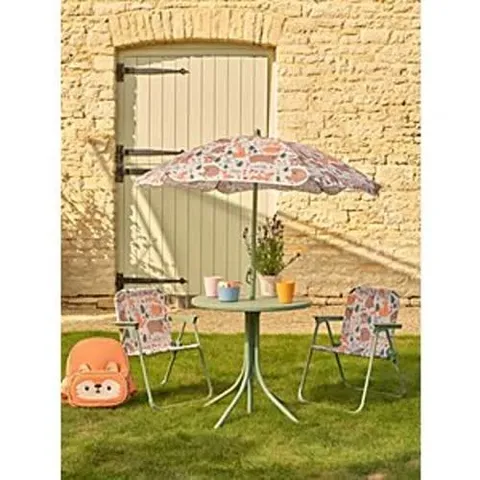 BOXED KIDS 4 PIECE GARDEN PATIO SET - WOODLAND PRINT