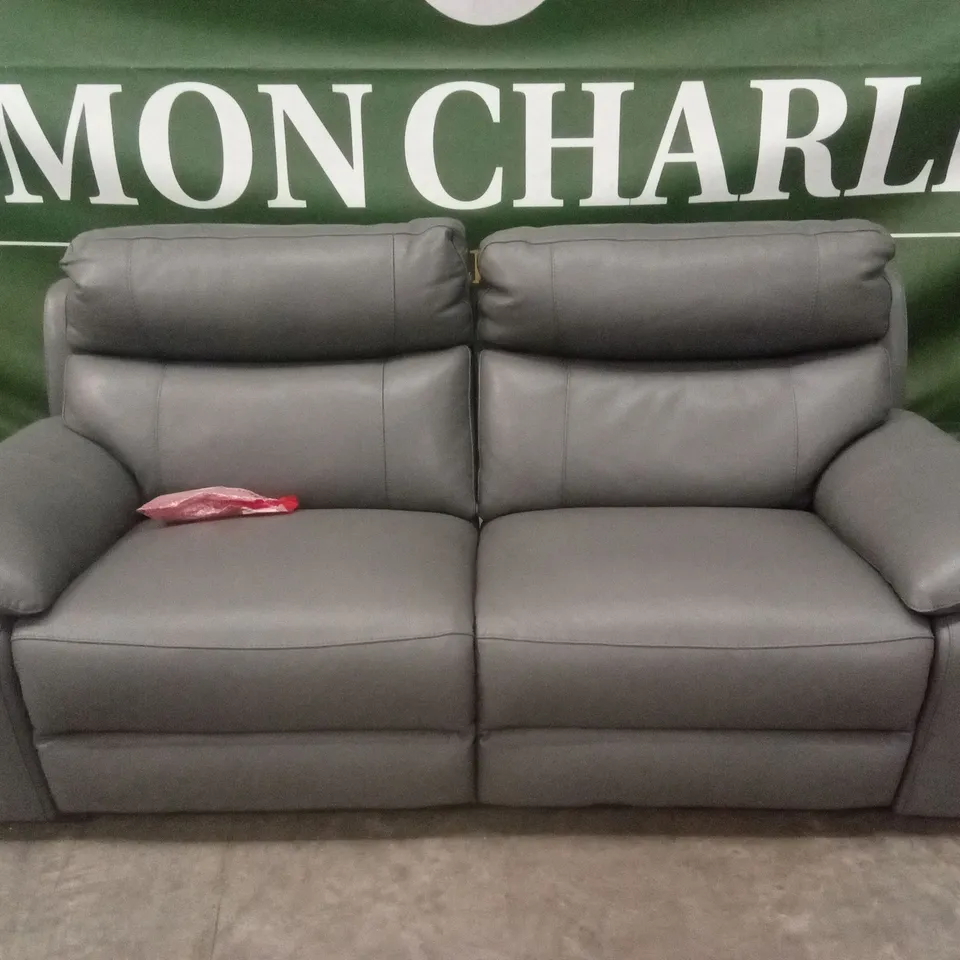 QUALITY DESIGNER ITALIAN MADE PATRIZIO 3 SEATER ELECTRIC RECLINER LEATHER SOFA - GREY