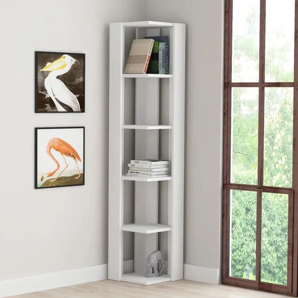 BOXED NATI CORNER BOOKCASE WHITE (1 BOX)