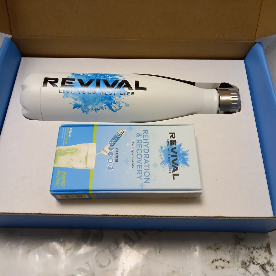 REVIVAL DRINKS BOTTLE AND ELECTROLYTE DRINK MIX