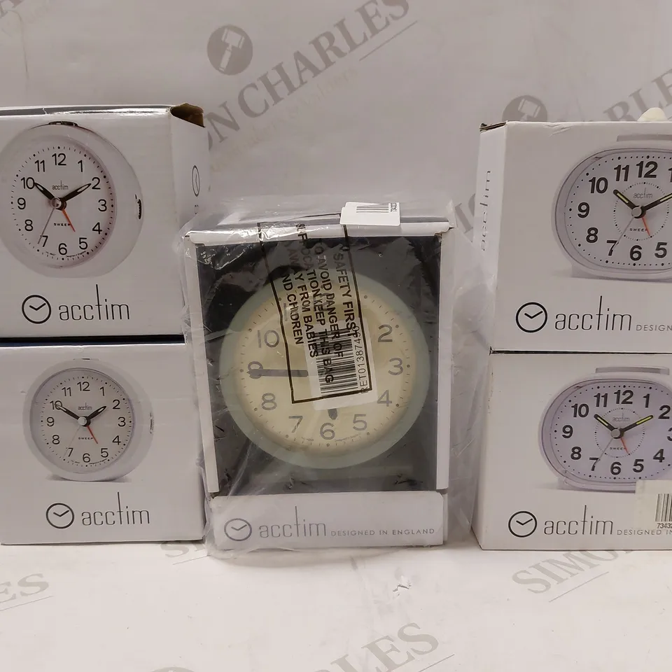LOT OF APPROX 5 ASSORTED ACCTIM ANALOGUE ALARM CLOCKS 