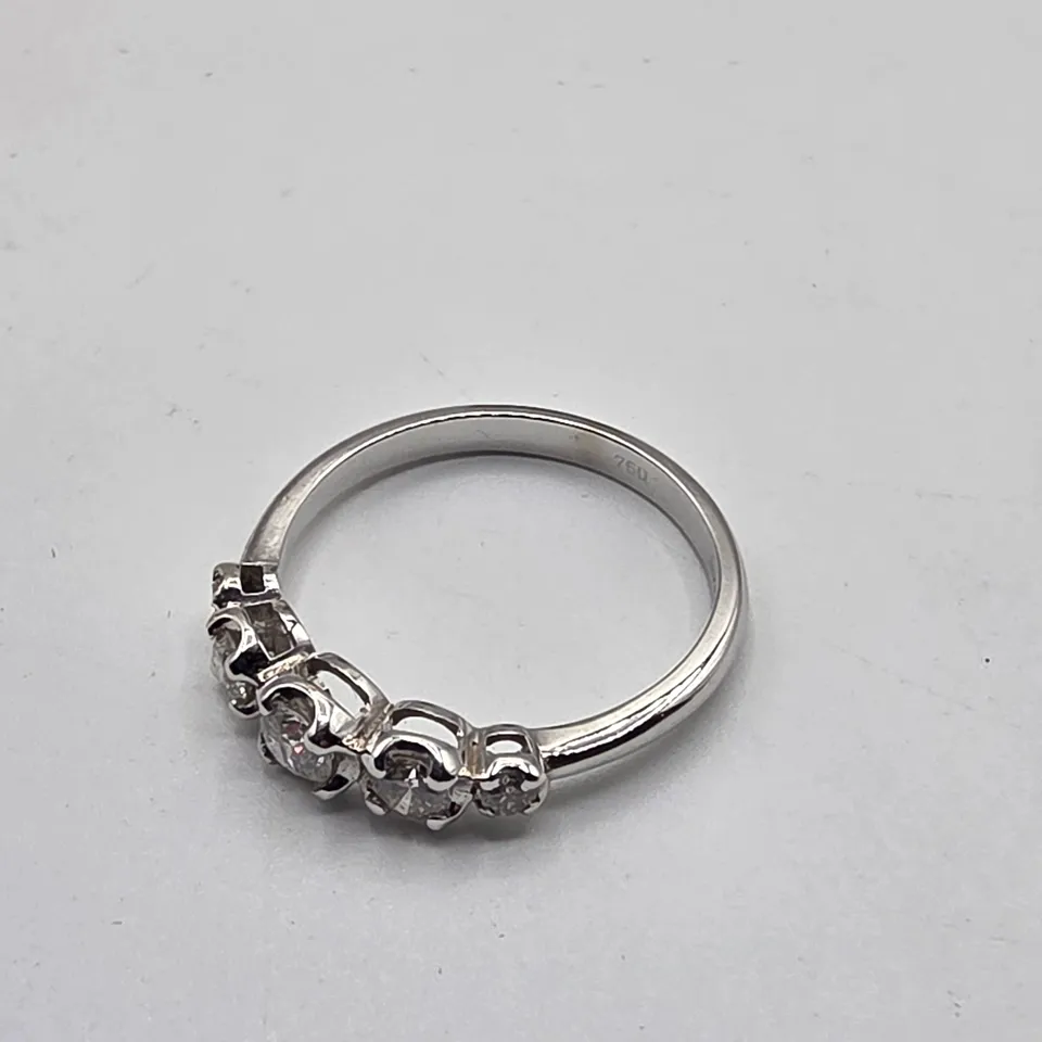 18CT WHITE GOLD FIVE STONE GRADUATED HALF ETERNITY RING SET WITH NATURAL DIAMONDS