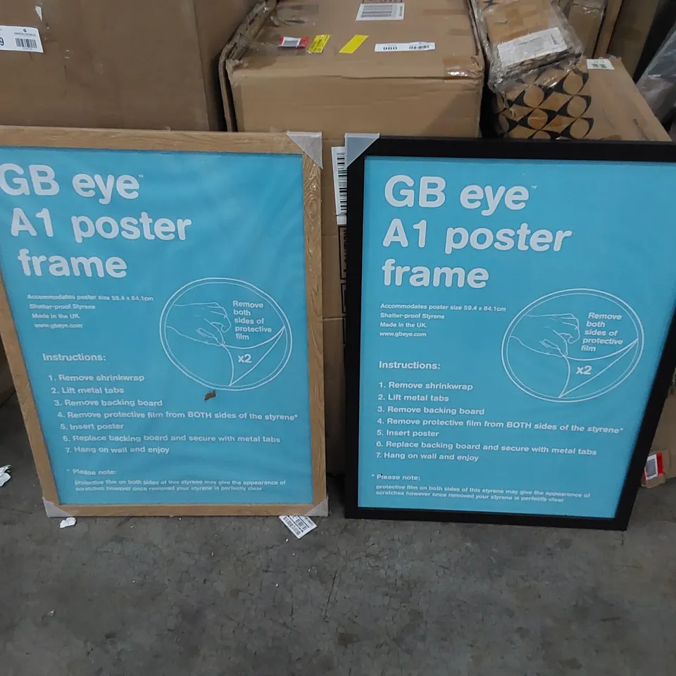 2 X ASSORTED GB EYE A1 POSTER FRAMES - COLOURS VARY