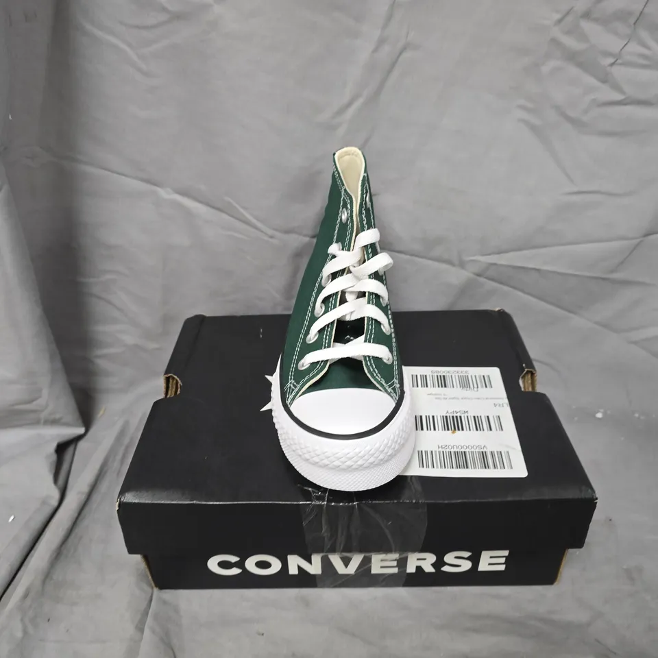 BOXED CONVERSE CHUCK TAYLOR ALL STAR HIGH TOP SNEAKERS – GREEN (YOUTH US 13.5)