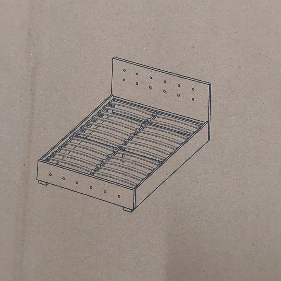 BOXED NICOLE LINEN FABRIC 4FT6 OTTOMAN BED - GREY (2 BOXES)