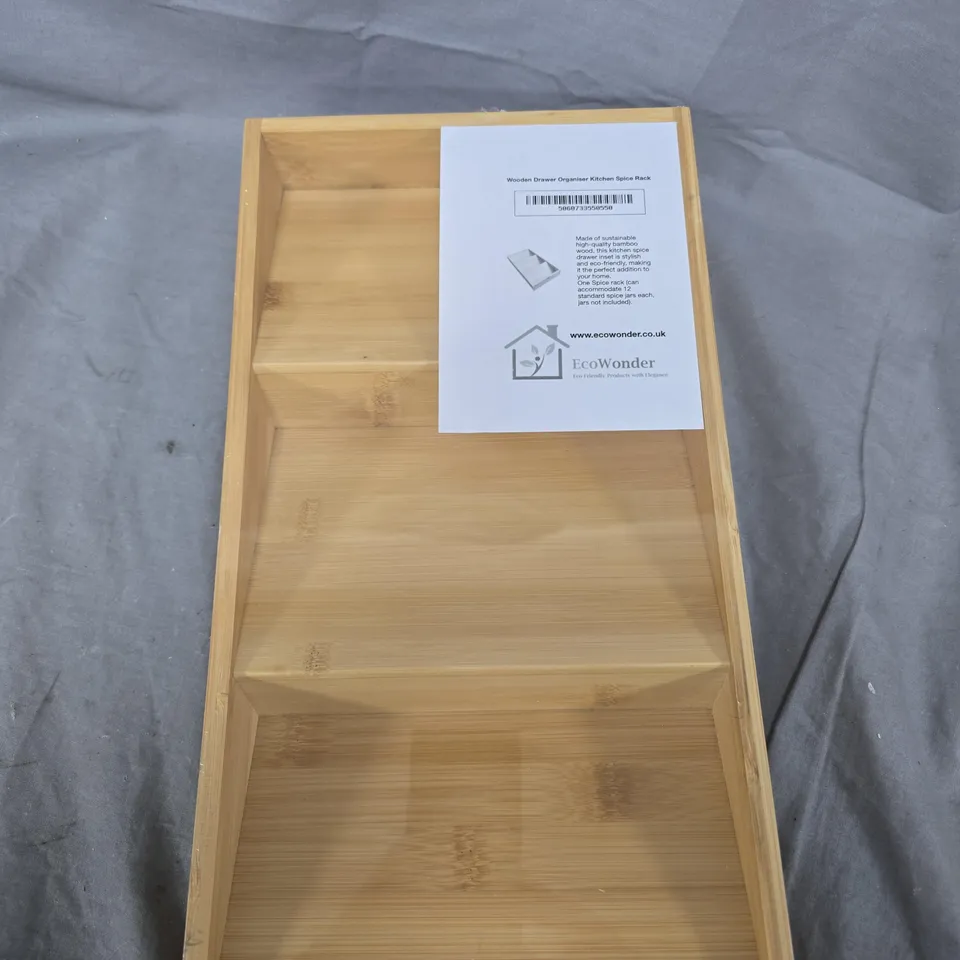 SEALED ECOWONDER WOODEN DRAWER SPICE RACK ORGANISER 