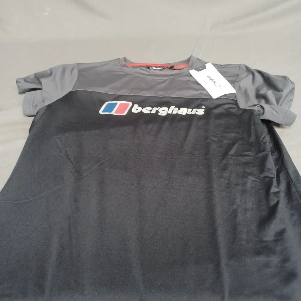 BERGHAUS BLOCK POLY TEE IN BLACK - 14-15 YEARS