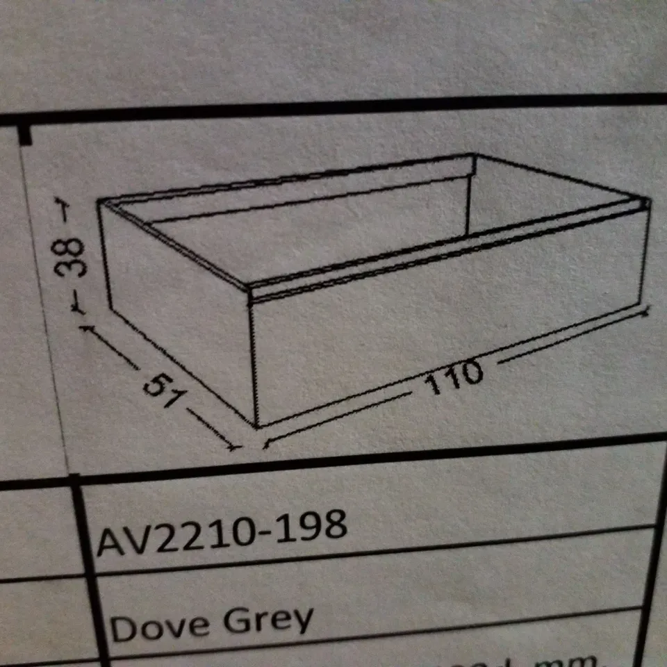 BOXED AS NEW CALYPSO ONETA SINGLE DRAWER WH VANITY UNIT IN DOVE GREY - 1180X380X600MM