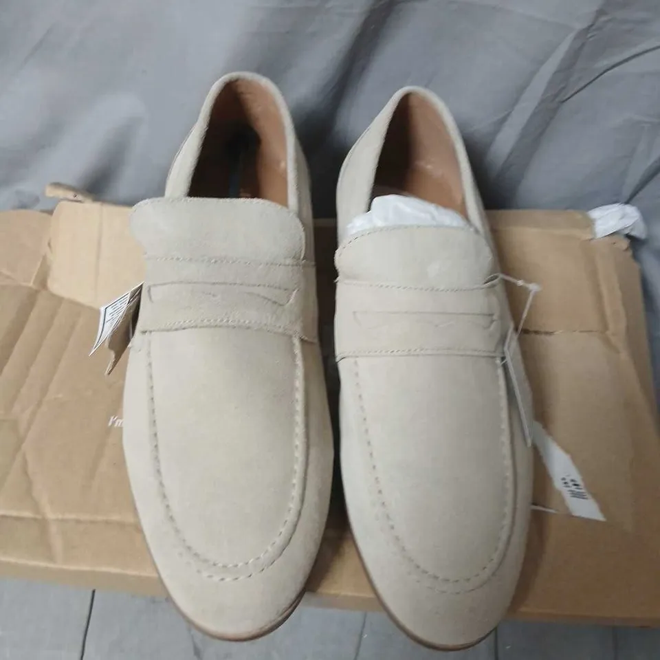STONE SUEDE PENNY LOAFERS UK 7 
