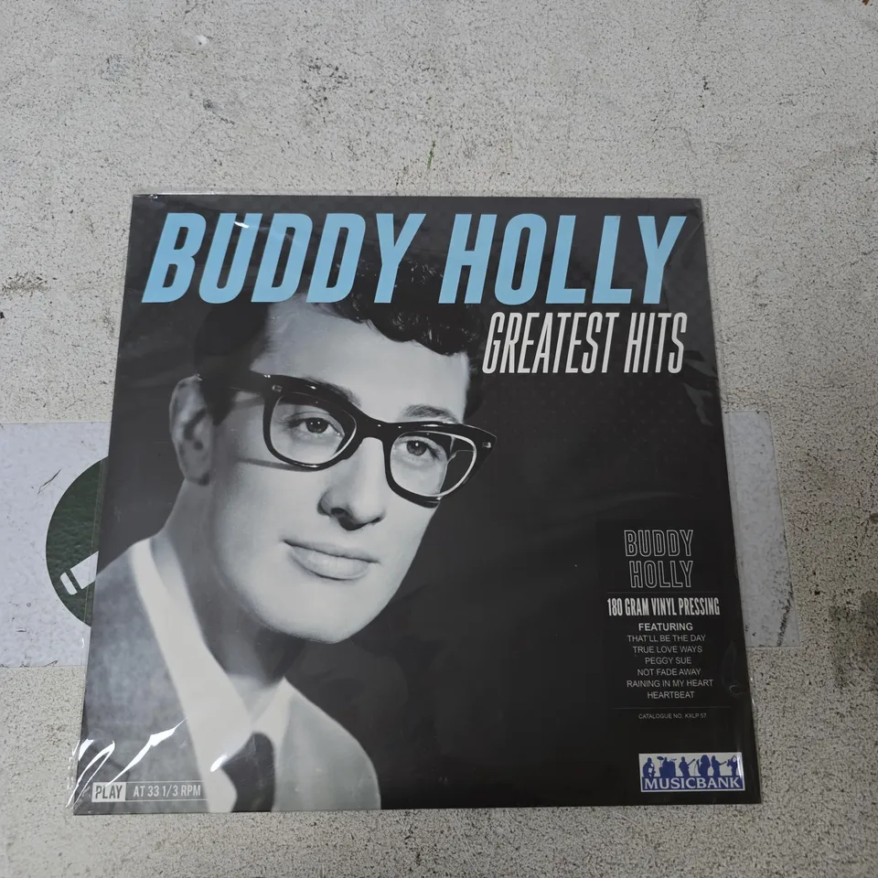 BUDDY HOLLY GREATEST HITS – 180G VINYL, SEALED IN SHRINK WRAP (MUSICBANK)
