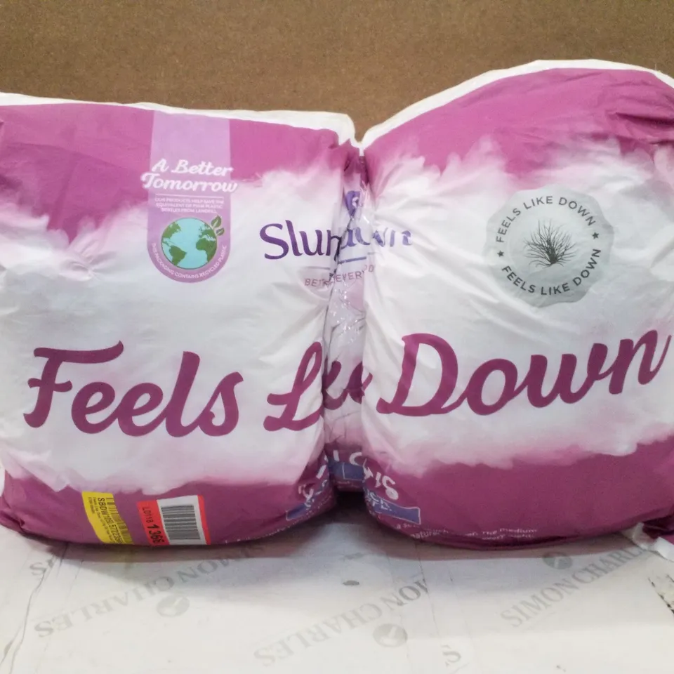 FEELS LIKE DOWN 10.5 TOG ALL YEAR ROUND DUVET WITH 2 MEDIUM SUPPORT BACK SLEEPER PILLOWS