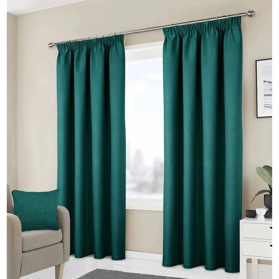 BAGGED MILCIADES BLACKOUT PENCIL PLEAT CURTAIN PAIR - 274 x 183cm