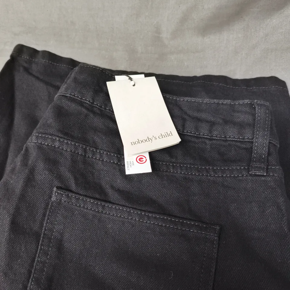 NOBODY'S CHILD BLACK CLASSIC WIDE-LEG JEANS, UK 16 