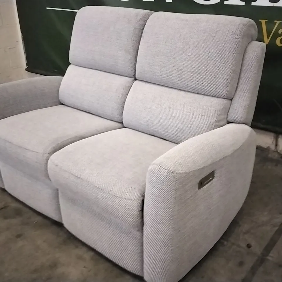 QUALITY BRITISH DESIGNED & MANUFACTURED G PLAN HAMILTON 2 SEATER POWER RECLINER LAGOON SLATE FABRIC SOFA