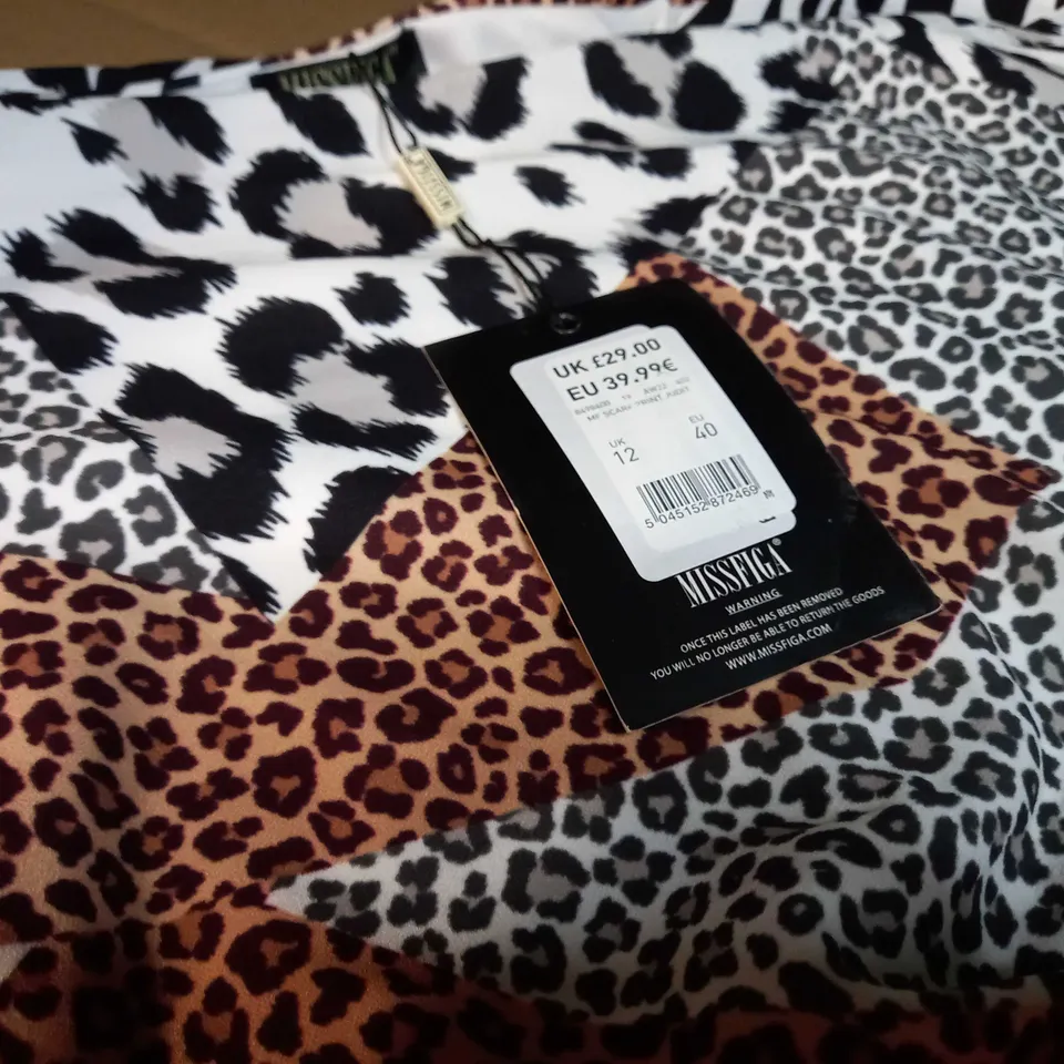 DESIGNER MULTI ANIMAL PRINT FORM FITTING MIDI DRESS - SIZE 12
