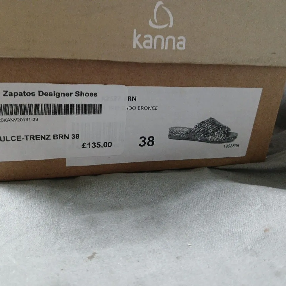 KANNA ZAPATOS DESIGNER SHOES – DULCE-TRENZ BRONZE SANDALS, UK 5 (EU 38)