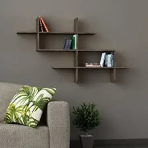 BOXED HALIC WALL MOUNTED MODERN BOOKCASE DISPLAY UNIT W 150CM -OAK-