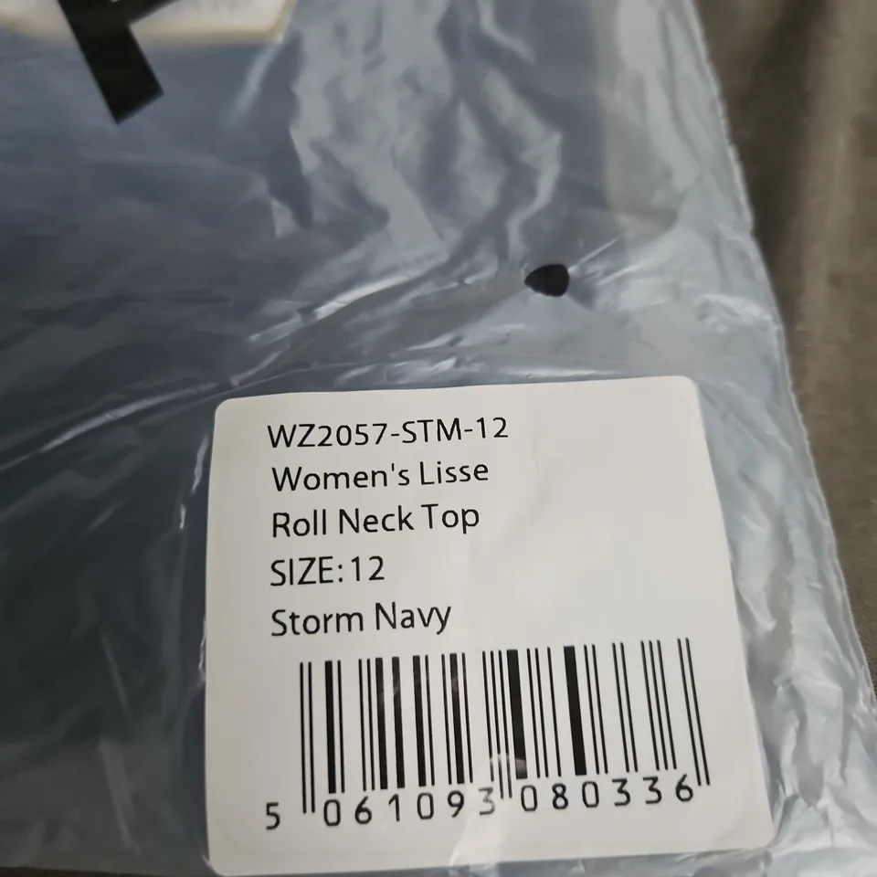 BAM WOMEN'S LISSE ROLL NECK TOP – STORM NAVY, UK SIZE 12 (WZ2057-STM-12)