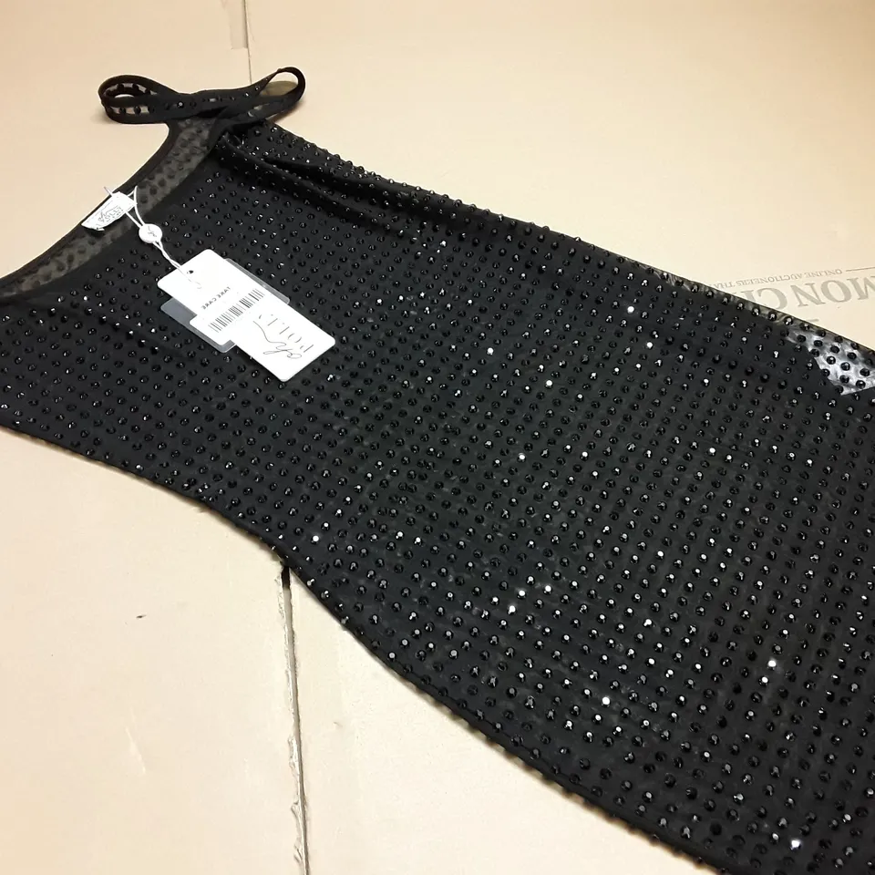 OH POLLY EMBELLISHED BLACK DRESS - UK 8