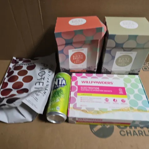 APPROXIMATELY 5 ASSORTED FOOD ITEMS TO INCLUDE - FANTA, BONE BROTH AND ELECTROLYTES 