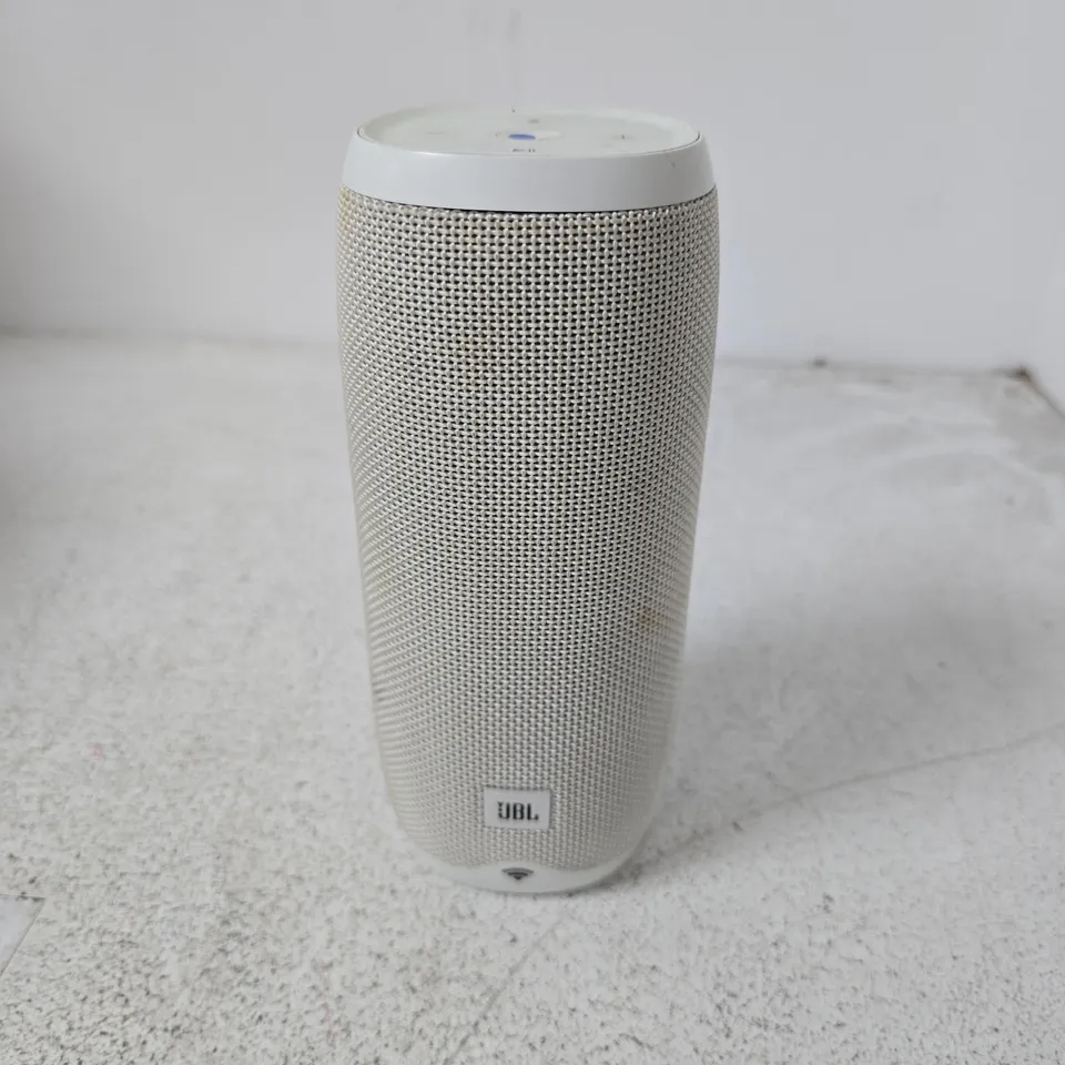JBL PORTABLE SPEAKER – WHITE CYLINDRICAL WIRELESS SPEAKER