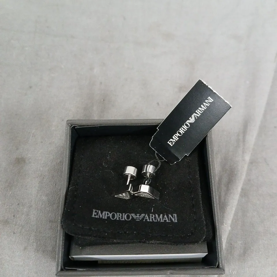 EMPORIO ARMANI MEN'S STAINLESS STEEL STUD EARRINGS