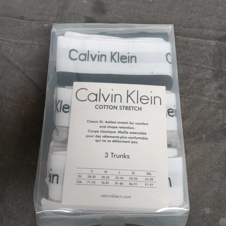 CALVIN KLEIN COTTON STRETCH 3 PACK TRUNKS – WHITE SIZE L 