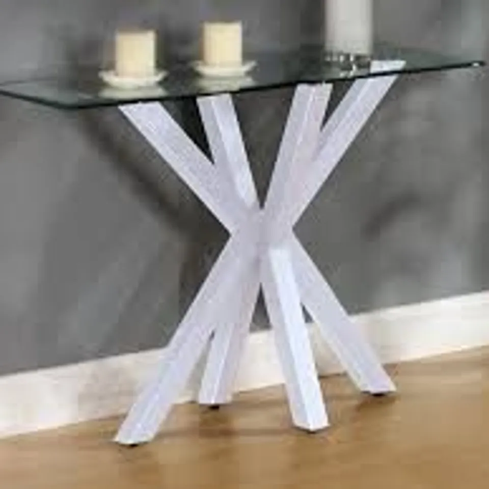 BRAND NEW BOXED LANGLEY GLOSS CONSOLE TABLE - WHITE (2 BOXES)