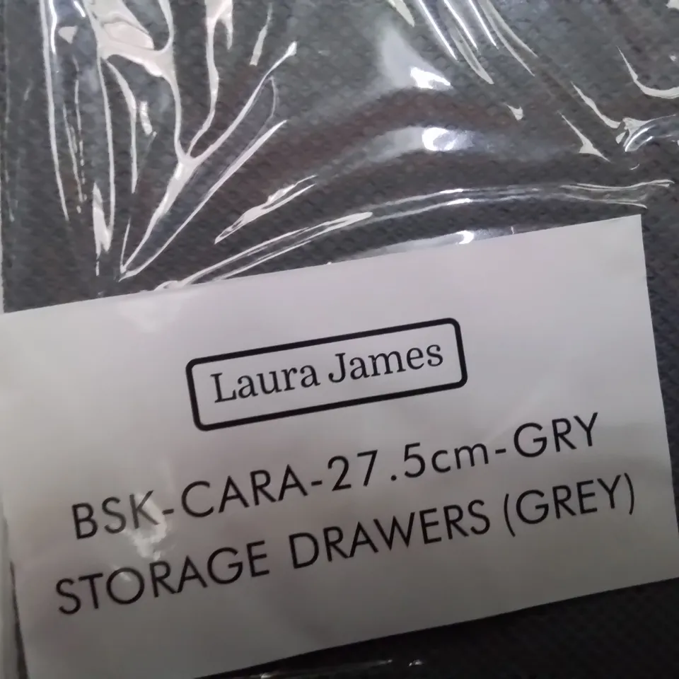 SET OF FOUR GREY FABRIC FOLDING STORAGE DRAWERS 27.5cm