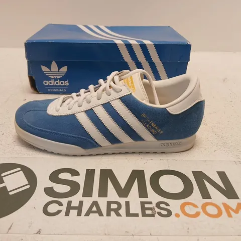 ADIDAS BECKENBAUER TRAINERS – BLUE/WHITE, UK 8.5 (US 9) – BOXED