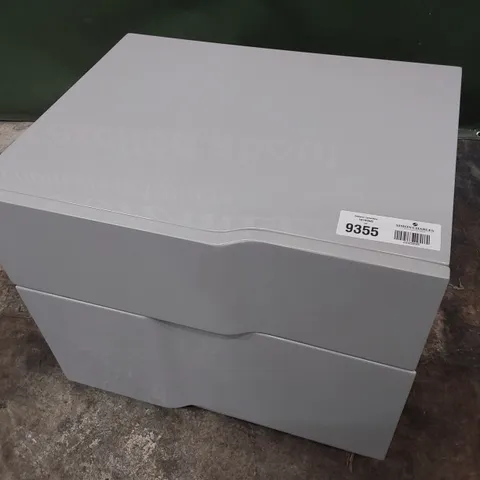 DESIGNER TWO DRAWER BEDSIDE CHEST GREY GLOSS FINISH