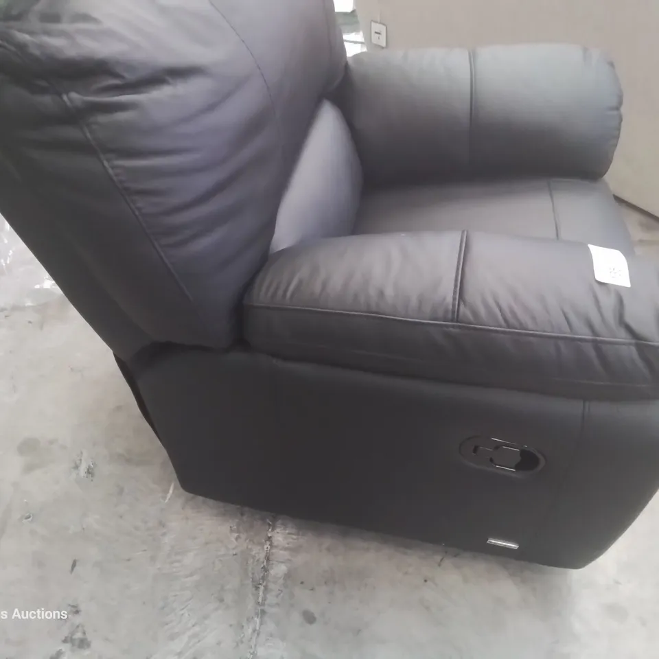 DESIGNER LEIGHTON MANUAL RECLINING EASY CHAIR BLACK LEATHER 