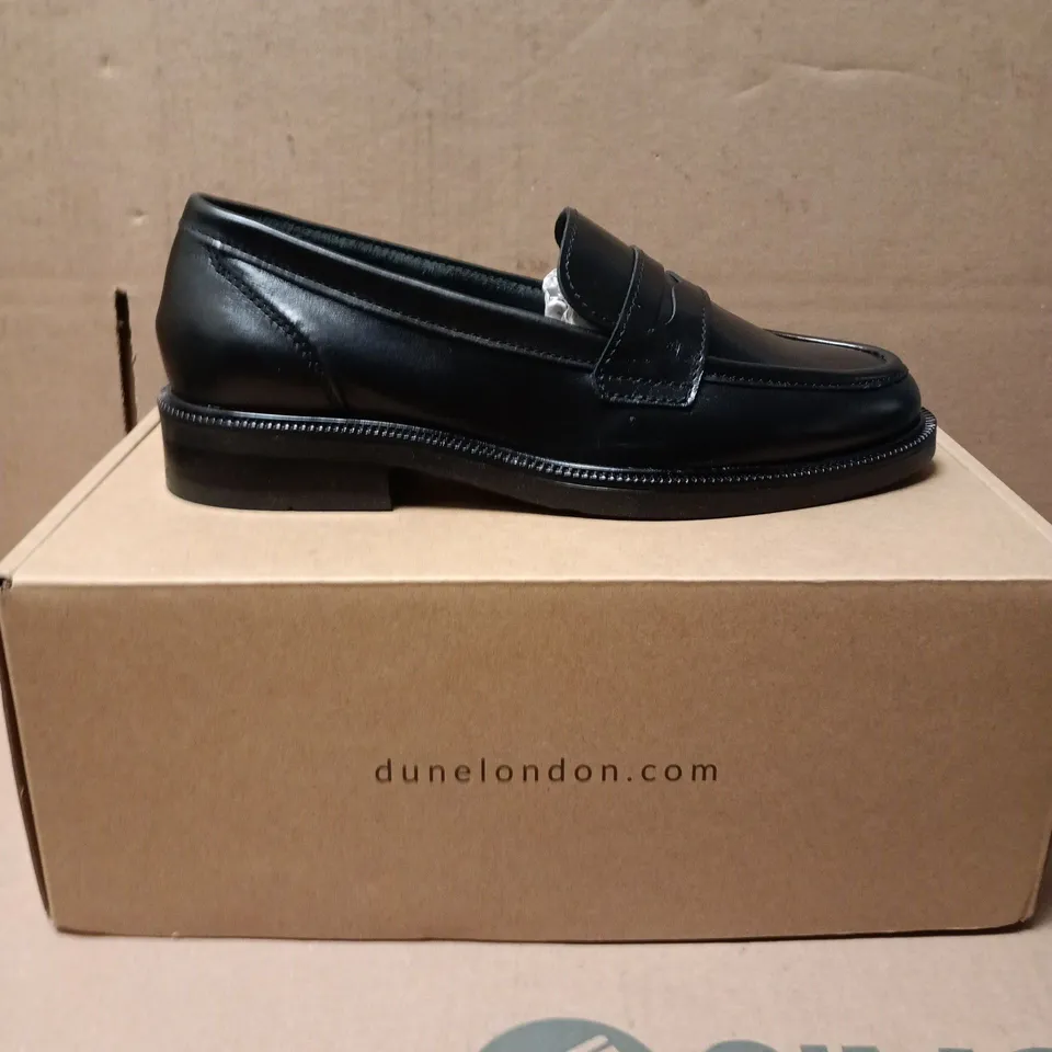Dune London Black Leather Penny Loafers, UK 6 (EU 39)