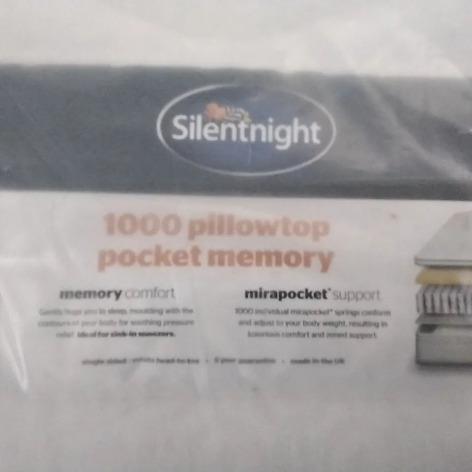 QUALITY BAGGED SILENTNIGHT MIRAPOCKET 1000 PILLOWTOP MEMORY FOAM KING SIZE 5FT MATTRESS