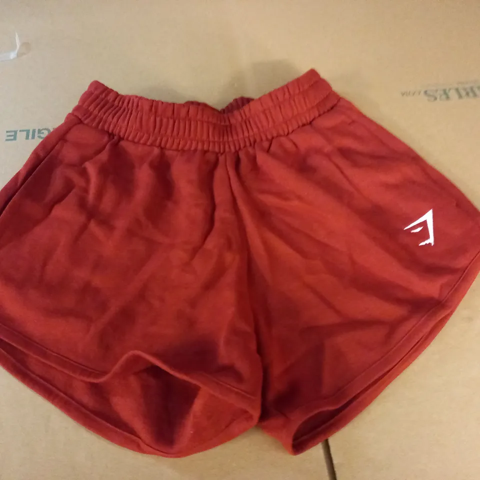 GYMSHARK RED FLEECE SHORTS - XS