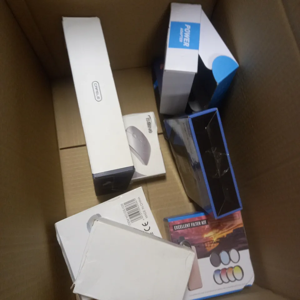 BOX OF APPROXIMATELY 5 ASSORTED ITEMS TO INCLUDE NECK FAN, SMART DOORBELL, CAT MOTION TOY ETC