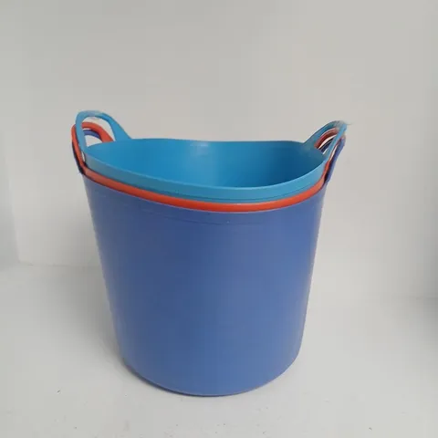 THREE ASSORTED PLASTIC SAND BUCKET WITH HANDLES
