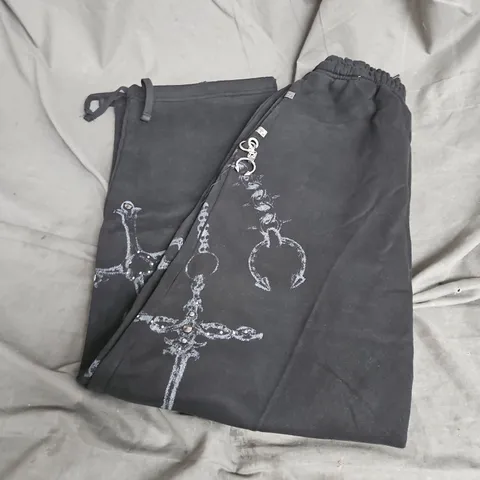 NAMED OLLECTIVE DESTROY STUDDED OVERSIZED SWEATPANTS IN BLACK VINTAGE WASH SIZE XS